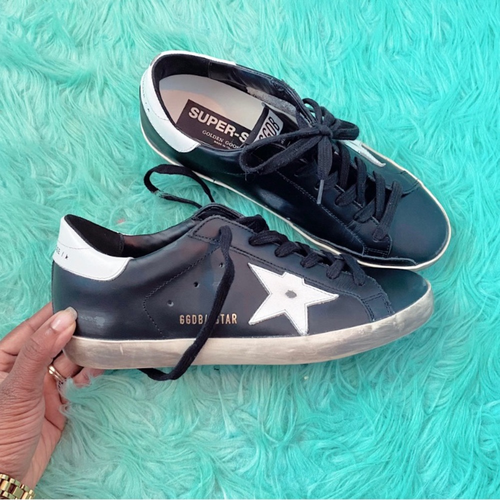 Golden Goose Black Leather Superstar Sneakers